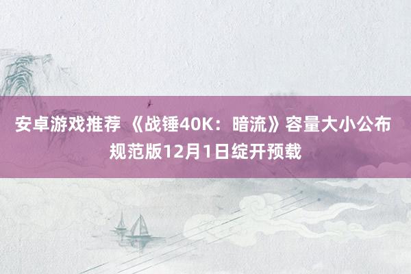 安卓游戏推荐 《战锤40K：暗流》容量大小公布 规范版12月1日绽开预载