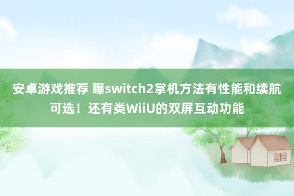 安卓游戏推荐 曝switch2掌机方法有性能和续航可选！还有类WiiU的双屏互动功能