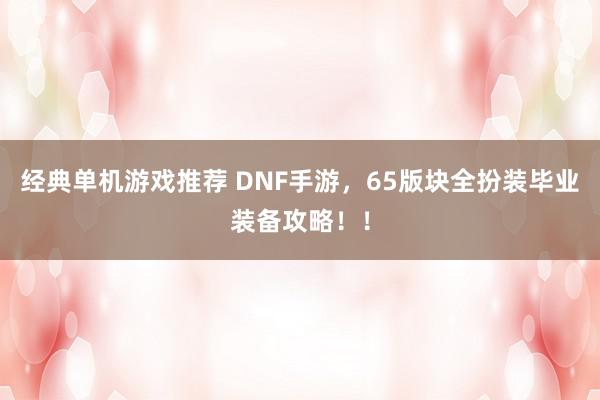 经典单机游戏推荐 DNF手游，65版块全扮装毕业装备攻略！！