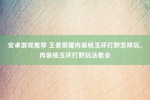 安卓游戏推荐 王者荣耀肉装杨玉环打野怎样玩，肉装杨玉环打野玩法教会